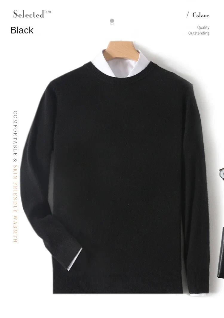 Pull homme col rond uni en maille douce à manches longues