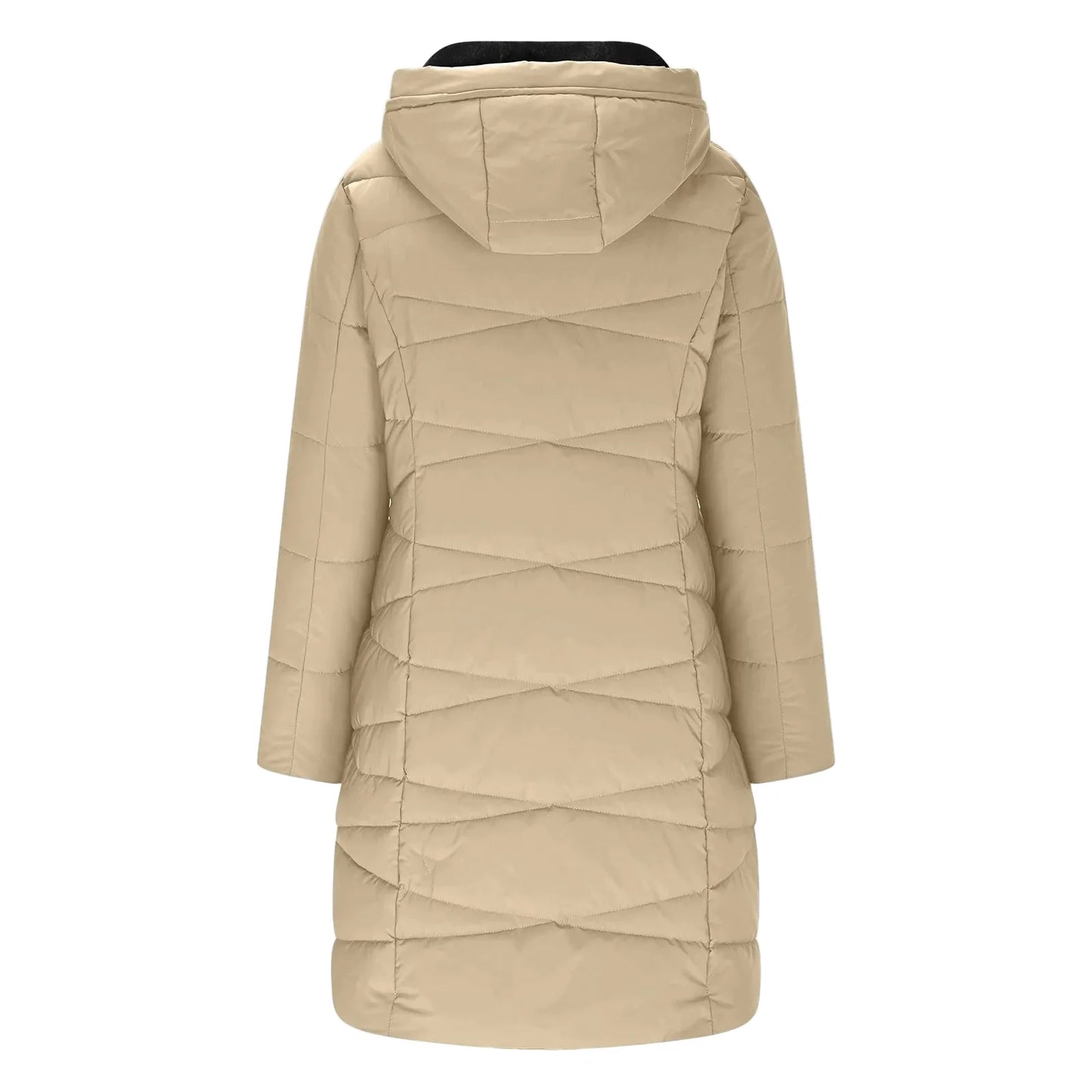Lange winterjas voor dames - Gewatteerde donsjas met capuchon, winddicht, chique en casual stijl