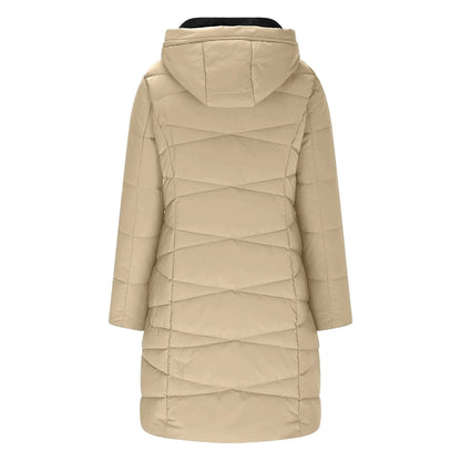Lange winterjas voor dames - Gewatteerde donsjas met capuchon, winddicht, chique en casual stijl