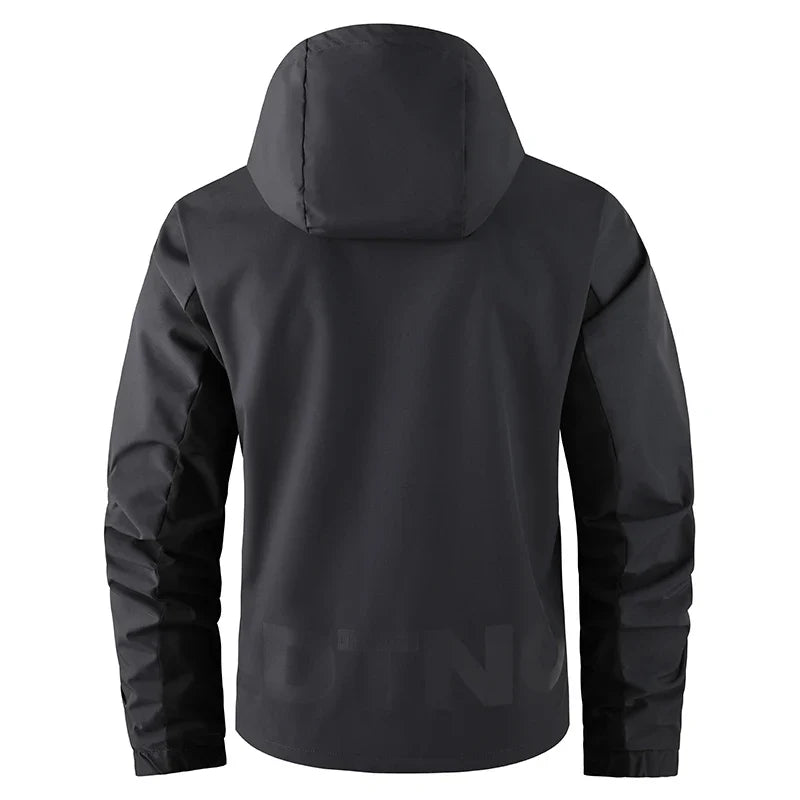 Veste à capuche pour homme, couleur contrastée, poches multiples