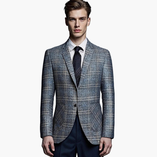 Chaqueta de traje para hombre elegante a cuadros estilo moderno para negocios o ocasiones formales