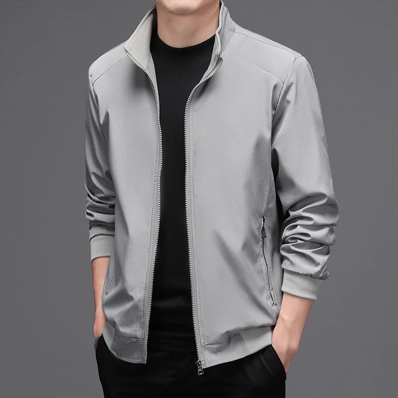 Blouson bombardier homme col montant zippé noir coupe décontractée