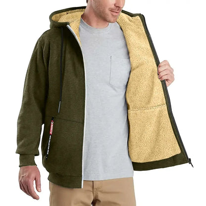 Derek – Zip-hoodie med sherpa-foder för män