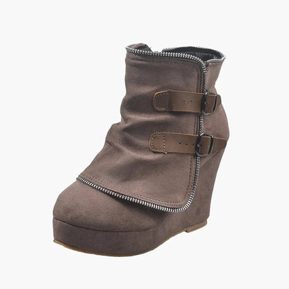 Botines con cuña y hebillas para mujer estilo casual urbano