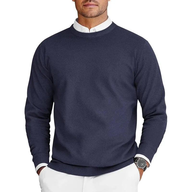 Maglione da uomo girocollo testurizzato a maniche lunghe, disponibile in diversi colori