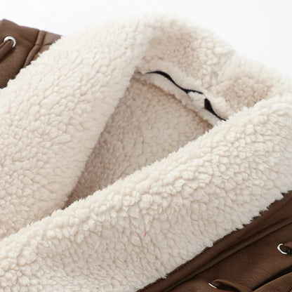 Chaqueta de invierno para mujer estilo aviador con cuello chal y cinturón – Elegancia casual para tiempo frío