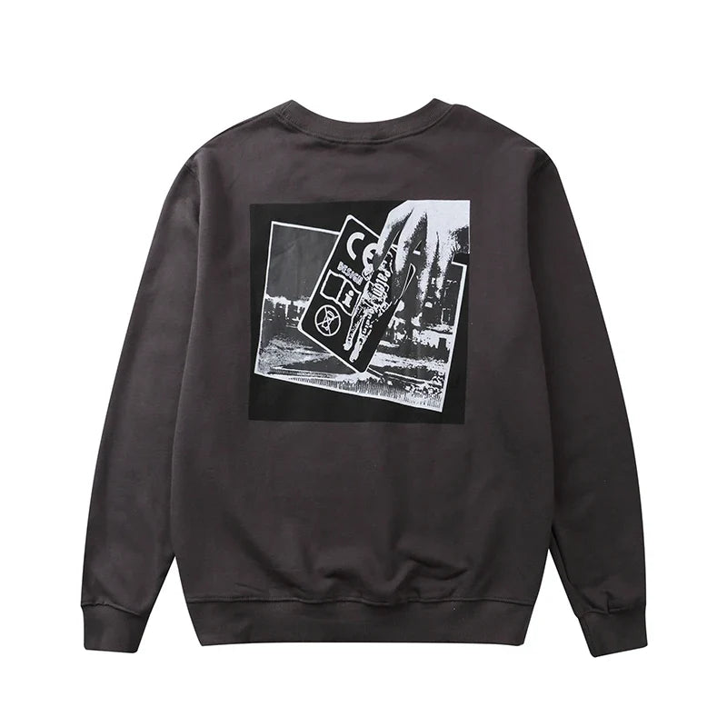 Sweatshirt met ronde hals en grafische print in urban stijl - antracietgrijs