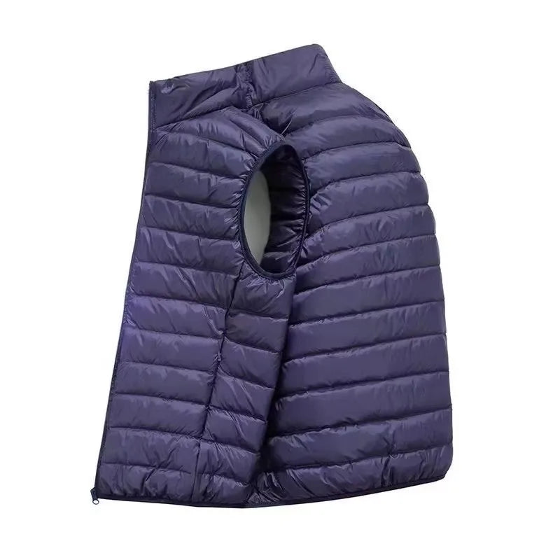 Chaleco acolchado ligero de hombre, con cuello alto, cremallera y colores lisos