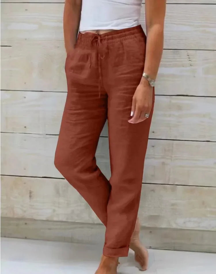 Pantalon décontracté taille haute pour femme style quotidien chic