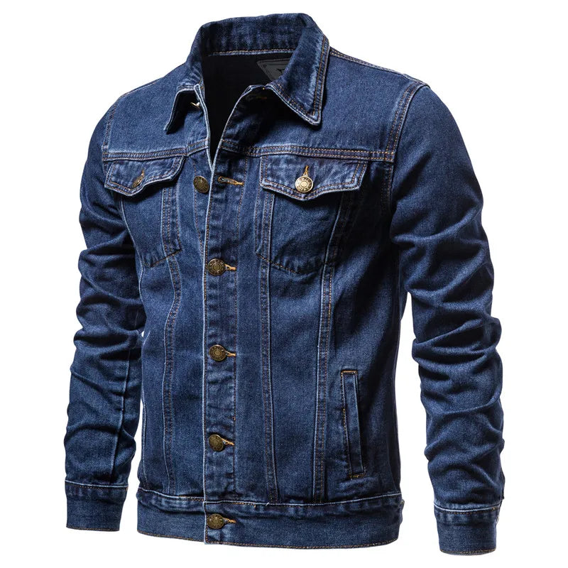 Klassisk denimjakke til mænd, afslappet pasform, fås i flere farver