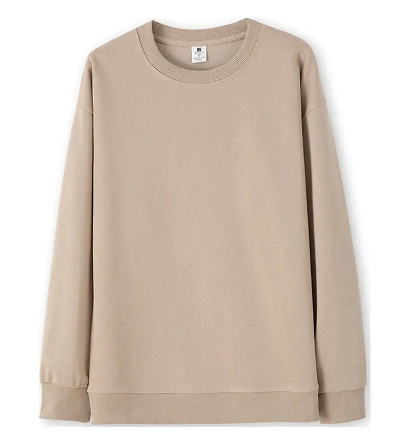 Avslappnad unisex sweatshirt med rund hals, långa ärmar och enfärgad design