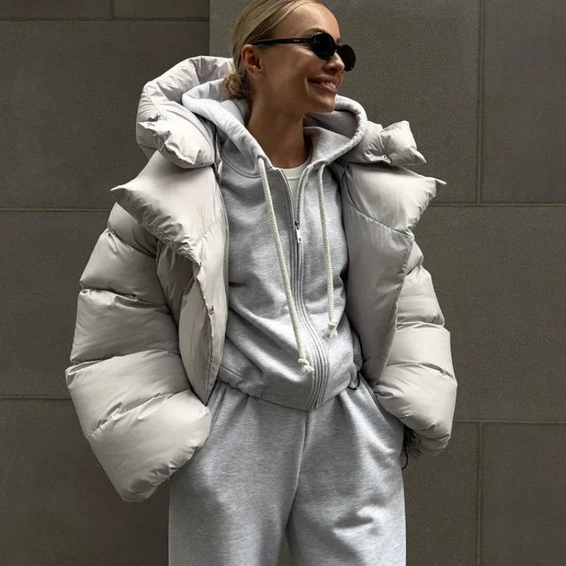Women's Short Hooded Quilted Puffer Jacket