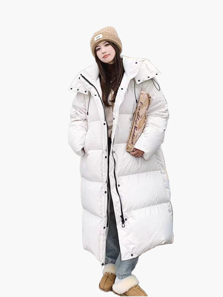 Manteau d’Hiver Long Matelassé Femme avec Capuche - Style Décontracté et Chaud