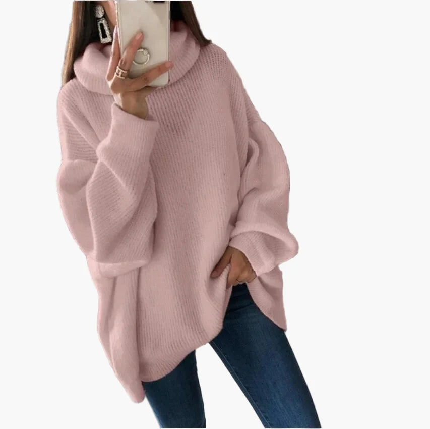 Pull col roulé oversize style décontracté pour femme - Chic et confortable pour l'automne et l'hiver