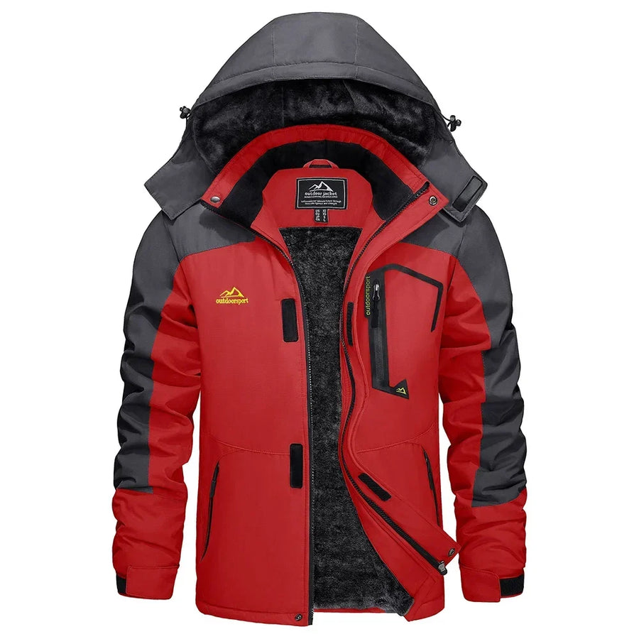 Wasserdichte Herren-Wanderjacke mit Kapuze und warmem Innenfutter für Outdoor-Aktivitäten