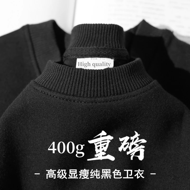 Herren-Sweatshirt mit Rundhalsausschnitt, Fleece-Futter und langen Ärmeln