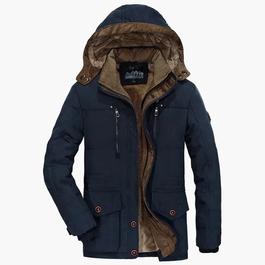 Cappotto invernale uomo stile urbano con cappuccio e fodera calda