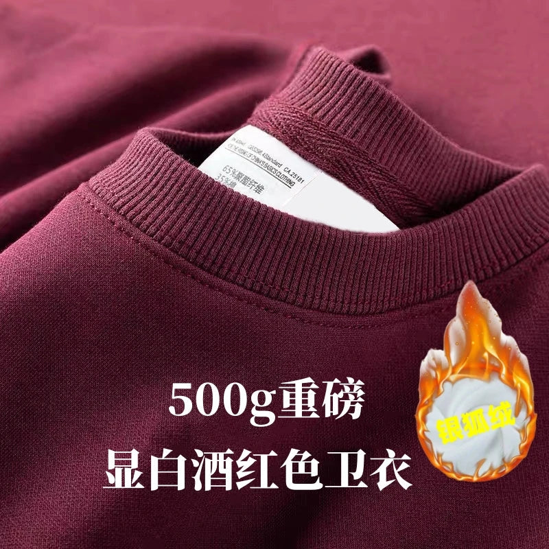 Herren-Sweatshirt mit Rundhalsausschnitt, Fleece-Futter und langen Ärmeln