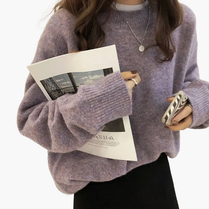 Oversized retrotröja för kvinnor, avslappnad och trendig look, perfekt för höst och vinter