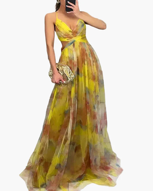 Robe longue maxi fleurie style soirée pour femme – Élégante et bohème chic