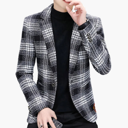 Elegant herrblazer i rutig modern stil för affärer och utekvällar