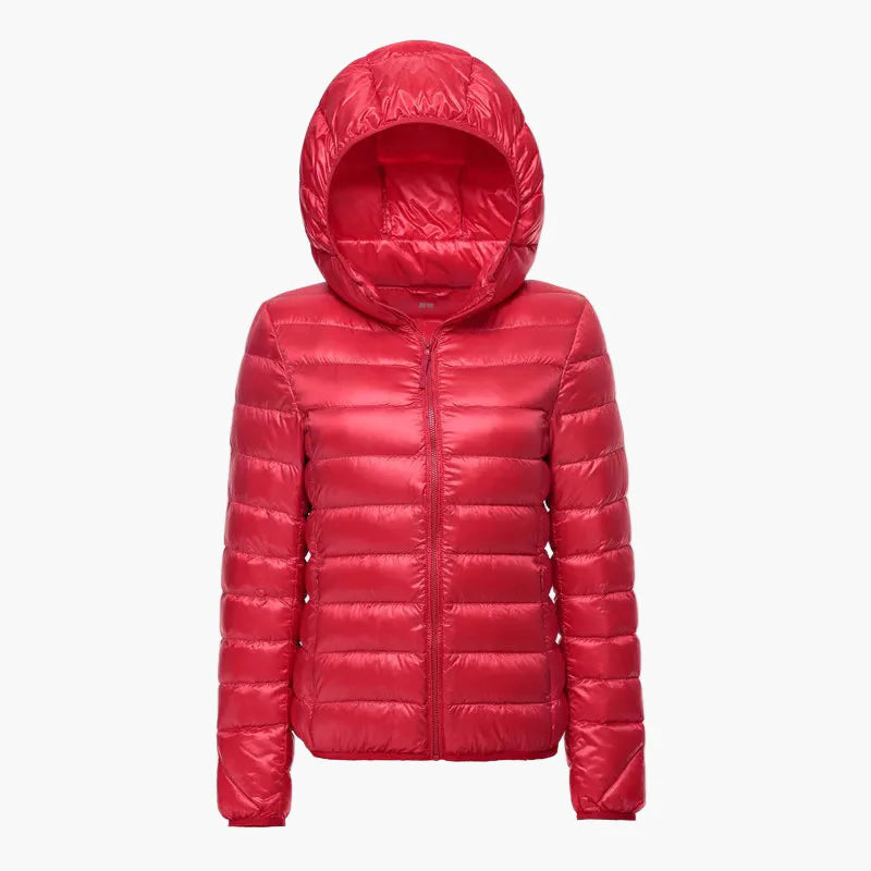 Daunenjacke mit Kapuze für Damen, leichter und warmer urbaner Stil, ideal für den Winter