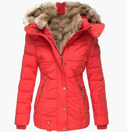Chaqueta de Invierno para Mujer Elegante con Capucha y Piel – Corte Entallado y Estilo Urbano