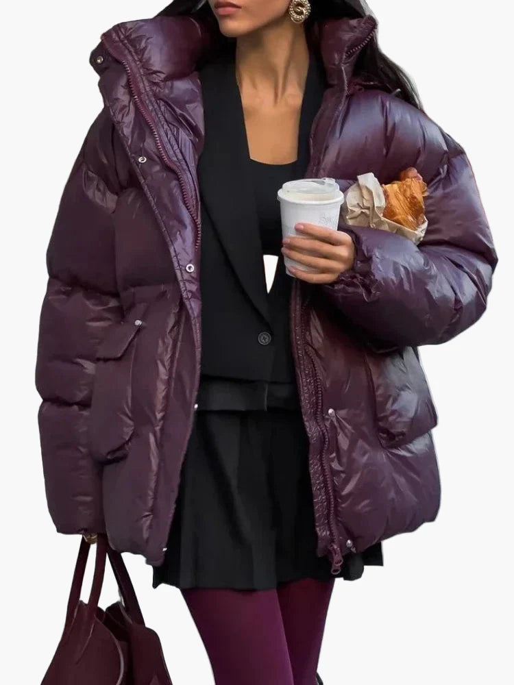 Tykk quiltet dunjakke til kvinder i urban chic afslappet stil