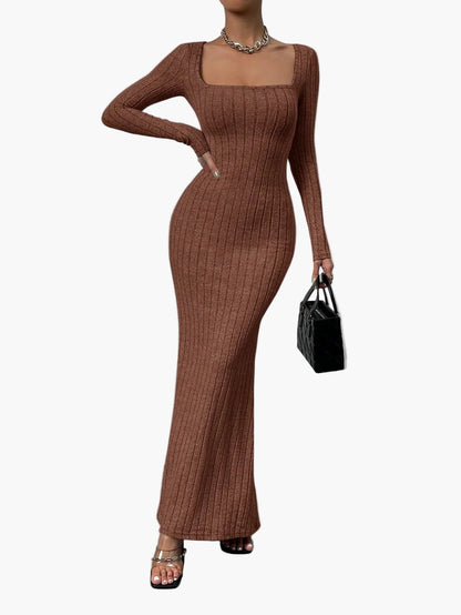 Robe longue moulante à manches longues pour femme – Élégance chic et moderne