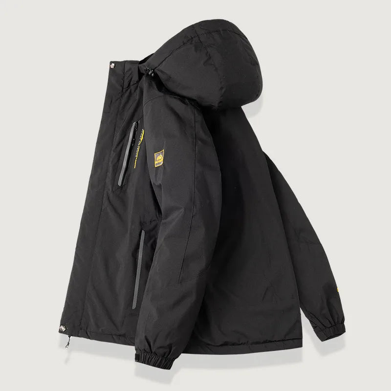 Herren-Kapuzenjacke mit Fleecefutter in Marineblau und Schwarz für den Outdoor-Bereich