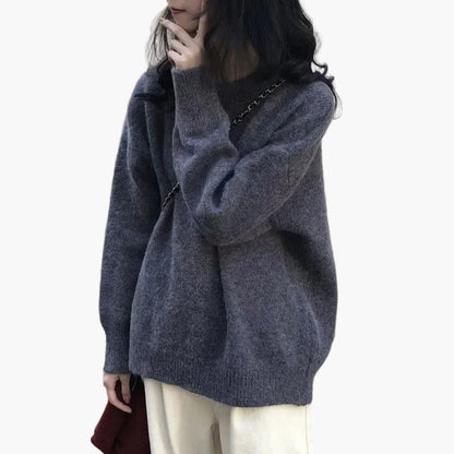 Oversized retrotröja för kvinnor, avslappnad och trendig look, perfekt för höst och vinter