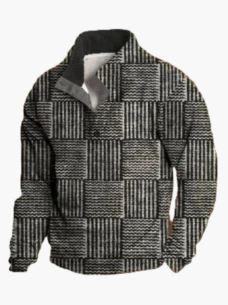 Sudadera para hombre estilo western vintage con estampado de vaquero, cuello alto, mangas largas – Ideal para el invierno y el ocio