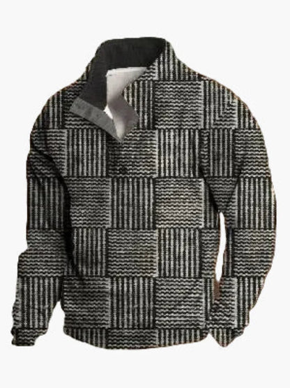 Sudadera para hombre estilo western vintage con estampado de vaquero, cuello alto, mangas largas – Ideal para el invierno y el ocio