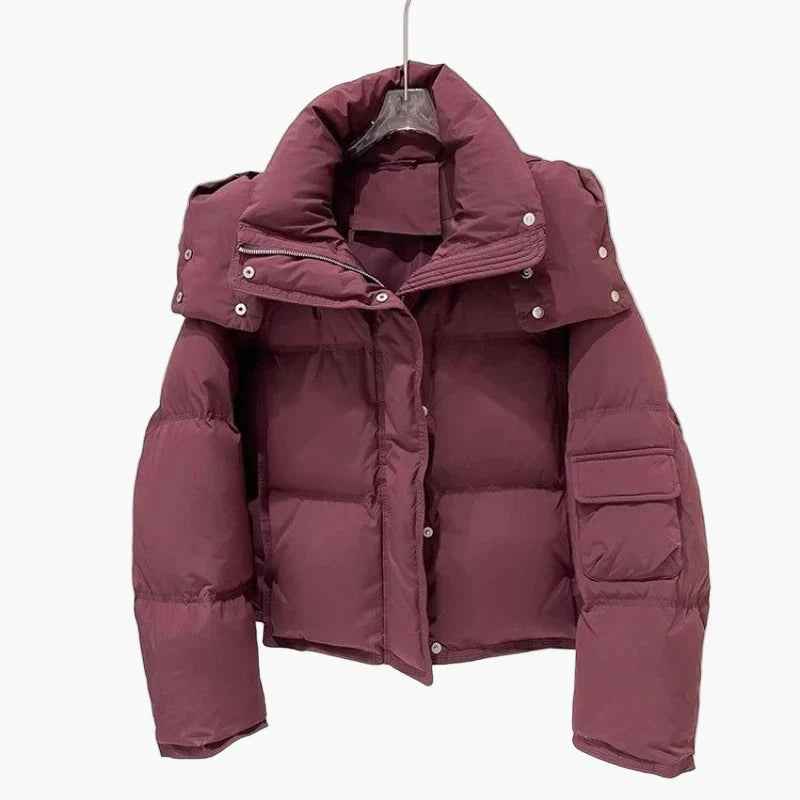 Kort Quiltad Dunjacka med Hood för Dam – Varm och Trendig Urban Stil