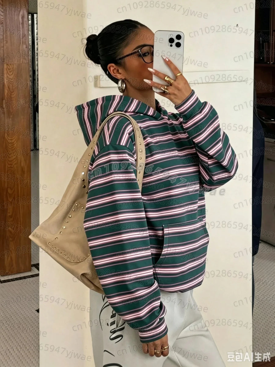 Sweat à Capuche Femme Camouflage Kaki Poche Kangourou