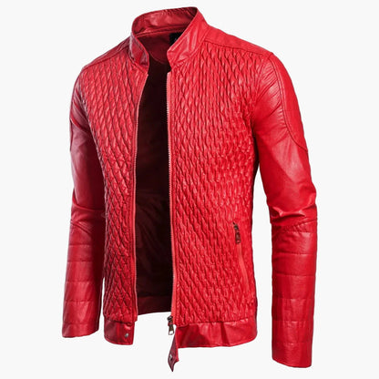 Herre bikerjakke med polstring i afslappet rockstil