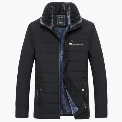 Chaqueta acolchada para hombre estilo urbano con cuello de piel – Ideal para el invierno y la temporada intermedia