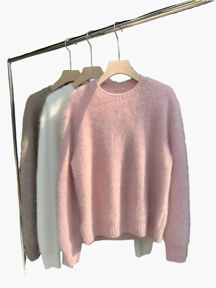 Pull ample style décontracté pour femme, col rond, look cocooning chic