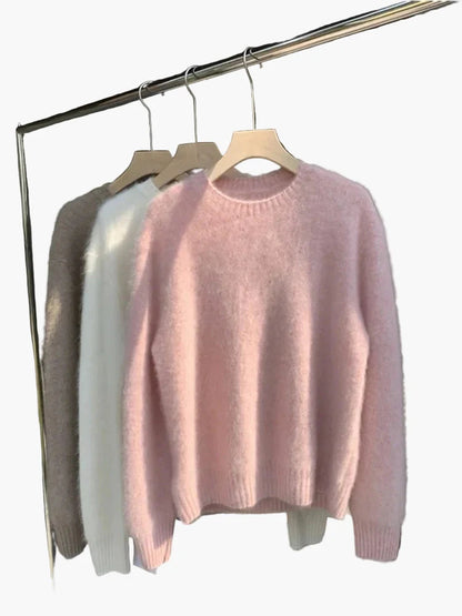 Pull ample style décontracté pour femme, col rond, look cocooning chic