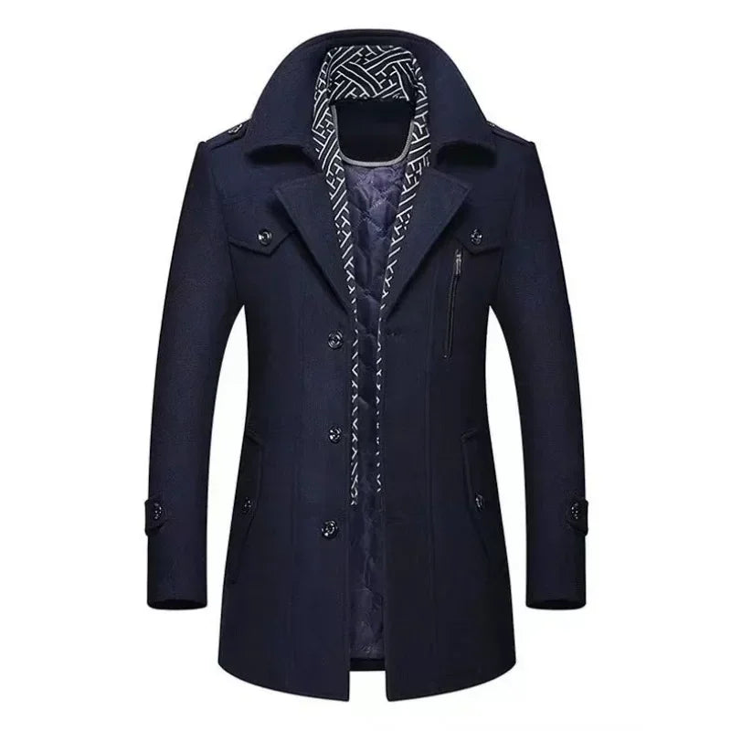 Elegant lång kappa för herr – Chic och bekväm urban stil