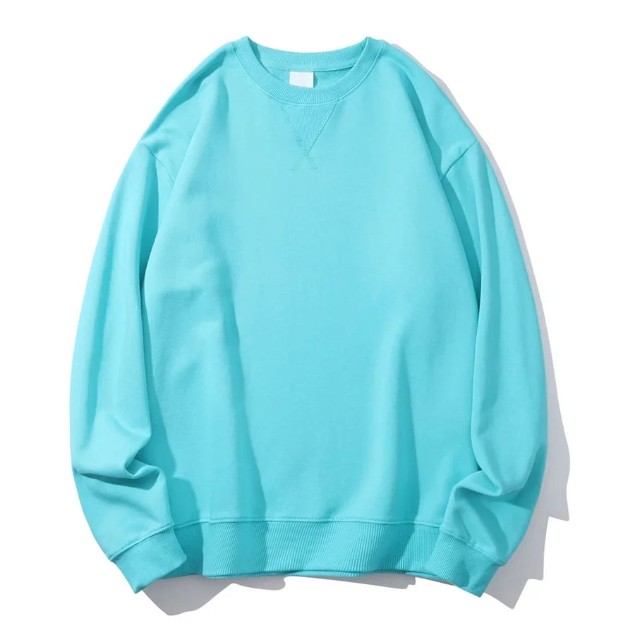 Ensfarvet sweatshirt med rund hals og lange ærmer