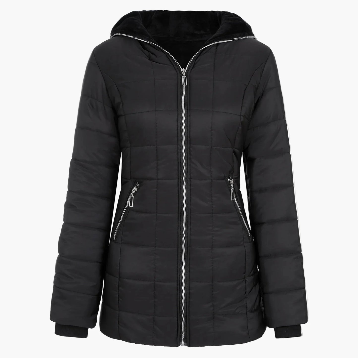 Chaqueta de invierno para mujer elegante con capucha estilo acolchado largo para tiempo frío