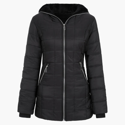 Chaqueta de invierno para mujer elegante con capucha estilo acolchado largo para tiempo frío