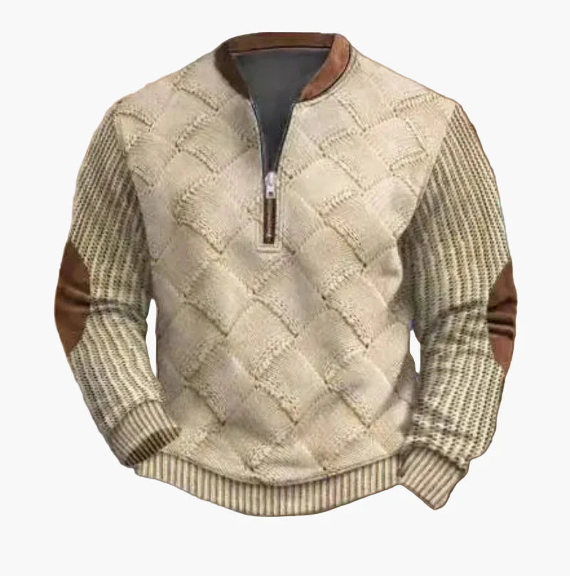 Herren-Sweatshirt mit halbem Reißverschluss im trendigen Herbst-/Winterstil – warmer, lässiger Stehkragenpullover