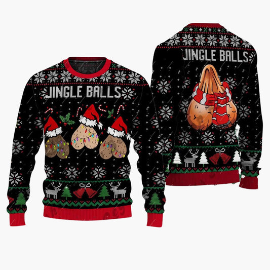 Humoristisk jultröja "Jingle Balls" för män – Rolig stil för fester och udda kvällar