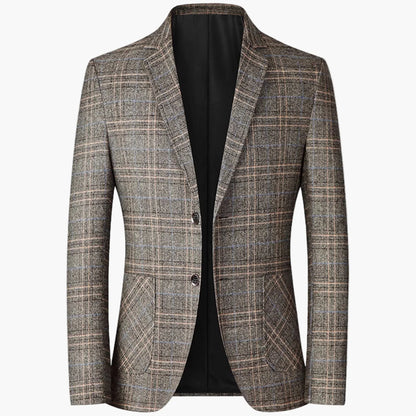 Elegant men's plaid suit jacket modern style for business or formal occasions