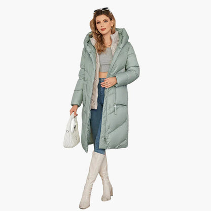Abrigo acolchado largo para mujer estilo urbano elegante invierno