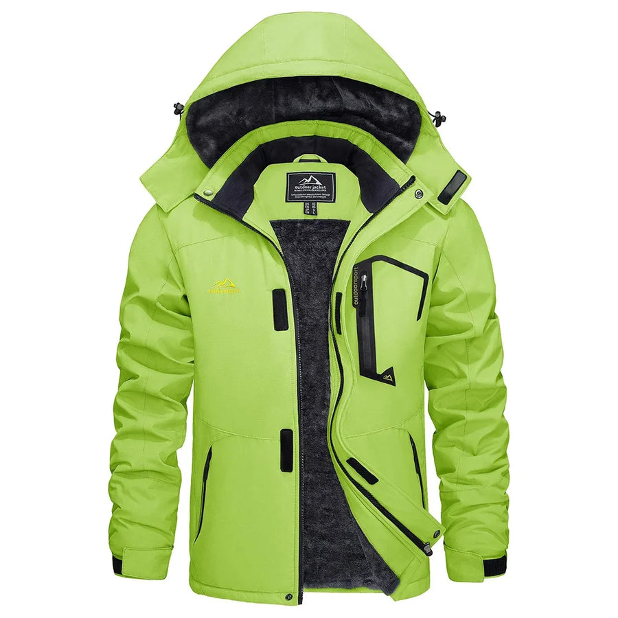 Wasserdichte Herren-Wanderjacke mit Kapuze und warmem Innenfutter für Outdoor-Aktivitäten