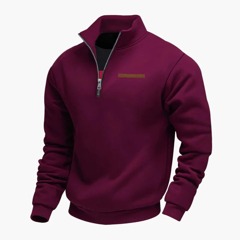 Sweat-shirt homme demi-zip col montant style décontracté pour voyages et loisirs