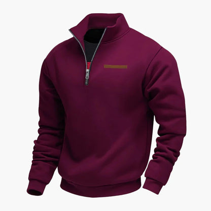 Sweat-shirt homme demi-zip col montant style décontracté pour voyages et loisirs